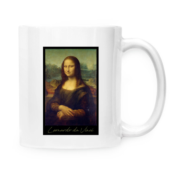 Hrnek malý bílý s potiskem Mona Lisa