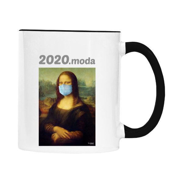 Hrnek malý barevný s potiskem Mona Lisa s rouškou - hrnek