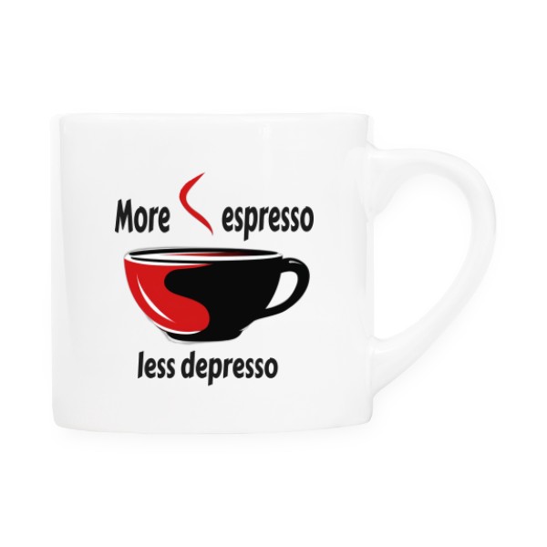 Cup espresso s potiskem More espresso less depresso