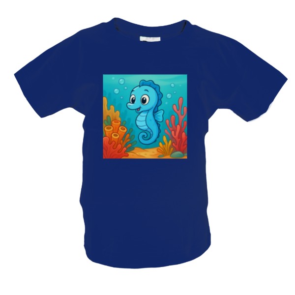 Tričko s potiskem Mořský koník modrá 