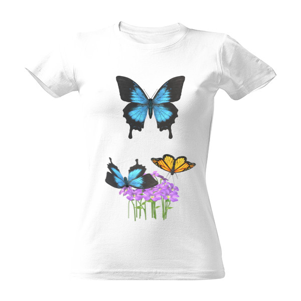 Tričko s potiskem Motýli na květině