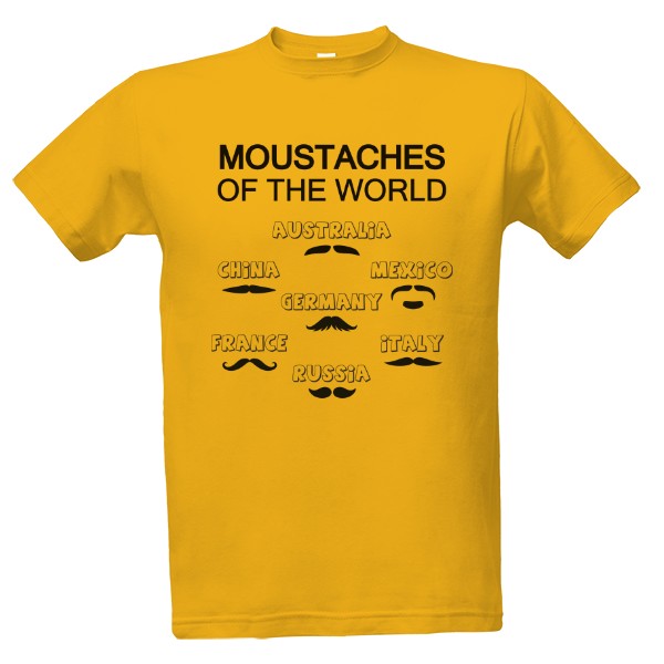 Tričko s potiskem Moustaches of the world