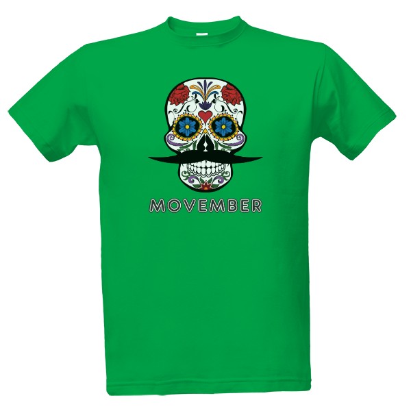 Tričko s potlačou Movember mexická lebka