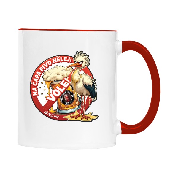 Hrnek malý barevný s potiskem Mozečci Crew Na čápa pivo nelej! VOLE!