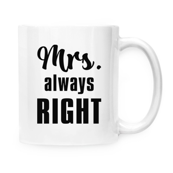 Hrnček malý biely s potlačou Mrs always right