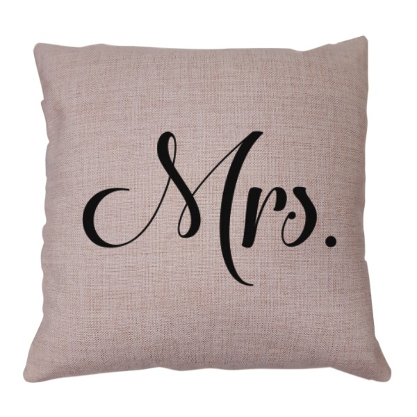 Ľanový vankúš s potlačou Mrs.