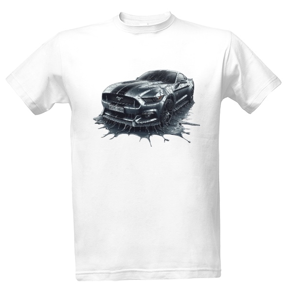 Tričko s potiskem Mustang v dešti art