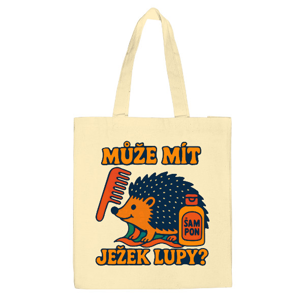 Velká plátěná taška s potiskem Může mít ježek lupy?