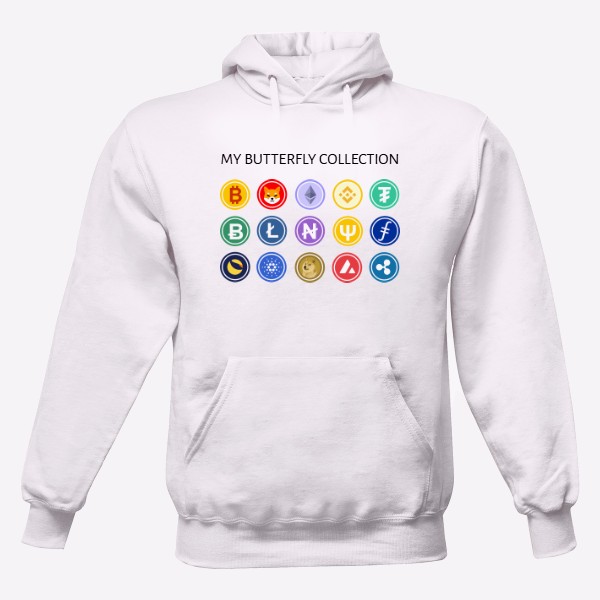Pánská mikina s kapucí Just Hoods s potiskem MY BUTTERFLY COLLECTION - crypto ed.