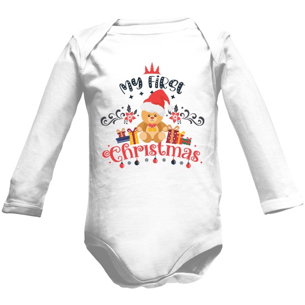 Dětské body Long  s potiskem My First Christmas - moje první Vánoce