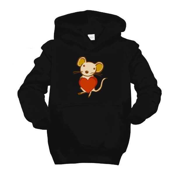 Dětská mikina s kapucí s potiskem Myška a srdce