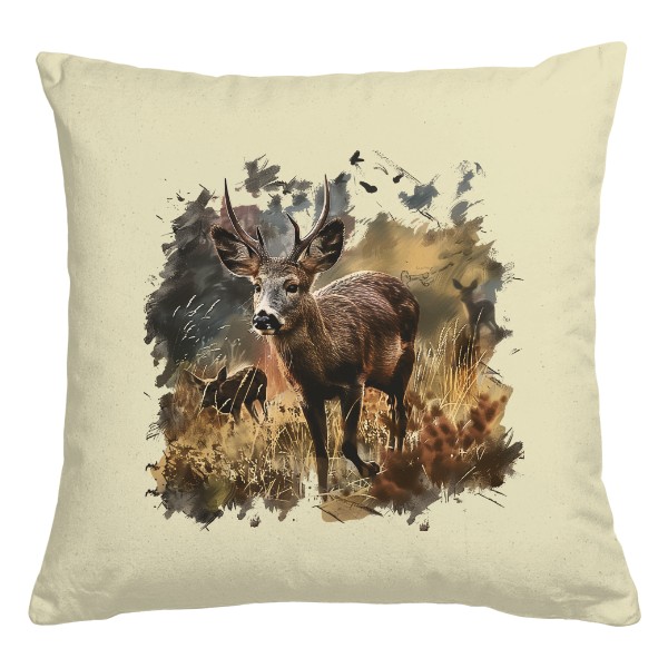 Polštář bavlněný  s potiskem Myslivost Srnec na polštáři