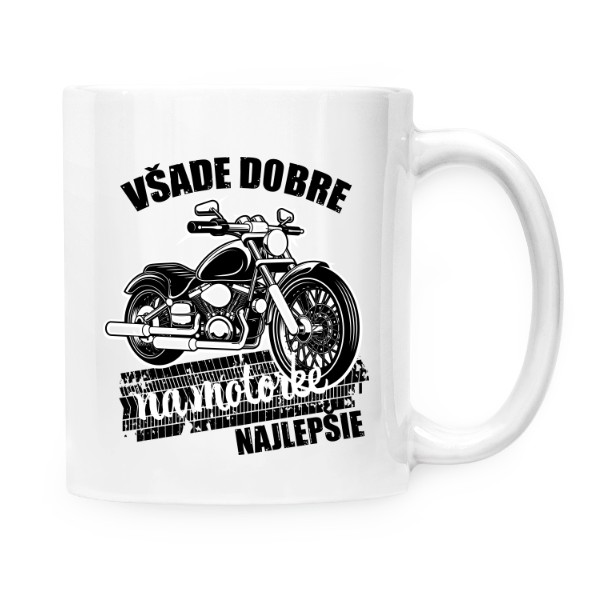 Hrnček malý biely s potlačou Na motorke najlepšie