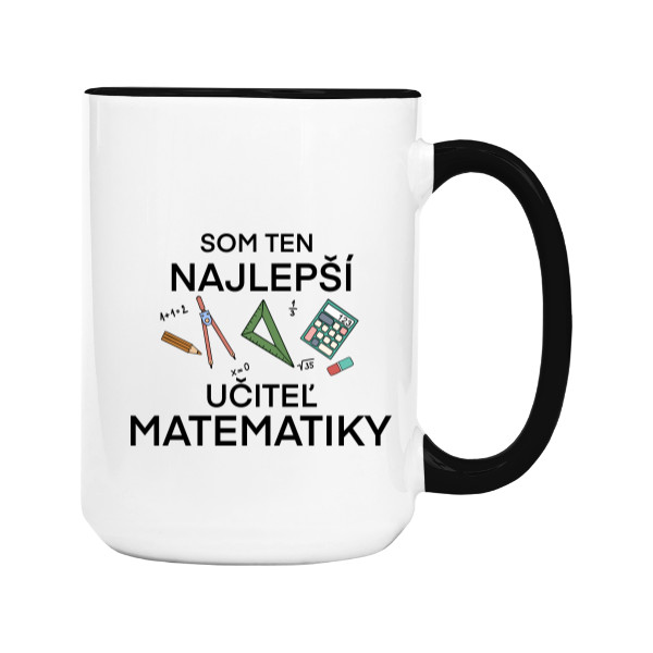 Hrnček veľký farebný s potlačou Najlepší učiteľ matematiky na hrnčeku
