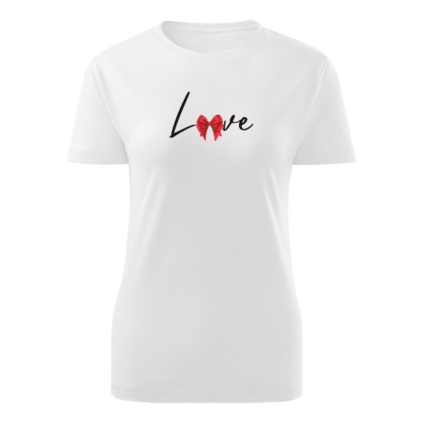 Nápis Love s červenou mašlí