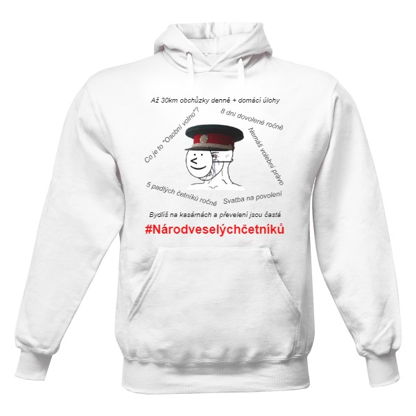 Pánská mikina s kapucí s potiskem Národ veselých četníků - Světlá mikina