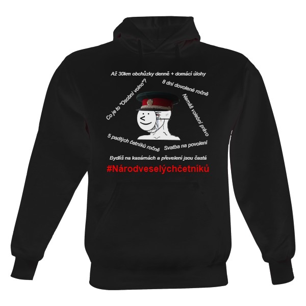 Pánská mikina s kapucí s potiskem Národ veselých četníků - Tmavá mikina