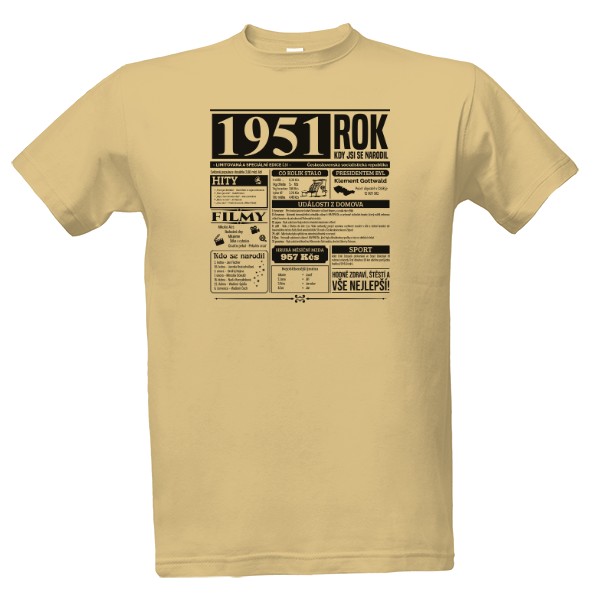 Tričko s potiskem Narozeninové noviny 1951