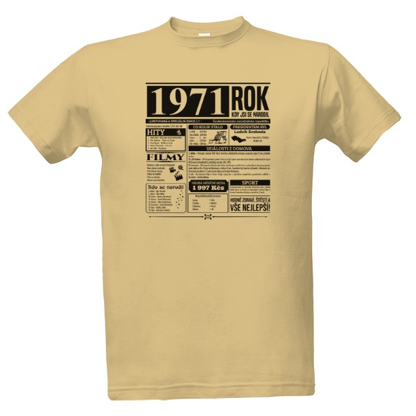 Tričko s potiskem Narozeninové noviny 1971