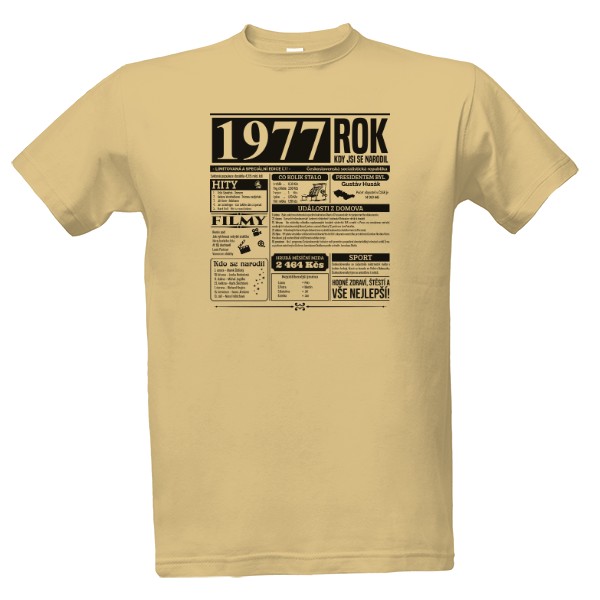Tričko s potiskem Narozeninové noviny 1977