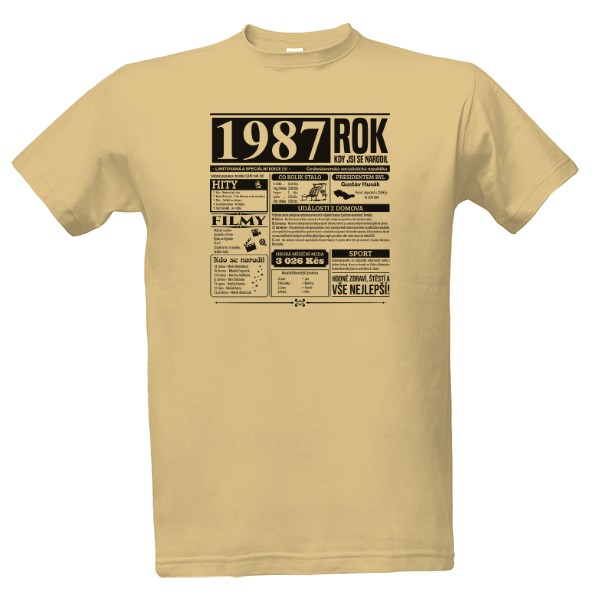 Tričko s potiskem Narozeninové noviny 1987