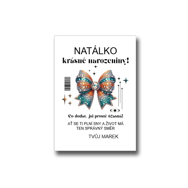 Narozeninové přání se třpytivou mašlí