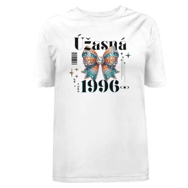 Tričko s potiskem Narozeninový dárek Úžasná 1996 s mašlí