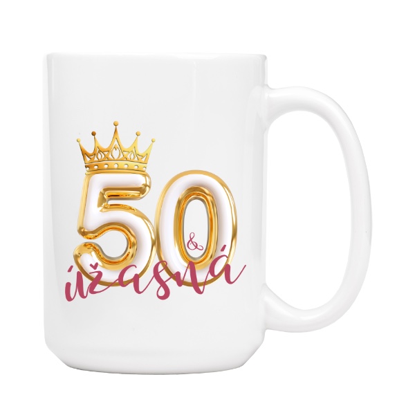 Narozeninový dárek Zlatá korunka 50 a nápis úžasná