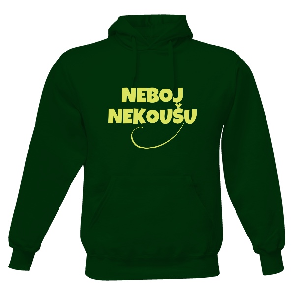 Pánská mikina s kapucí s potiskem neboj nekoušu na podzim