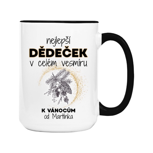 Mug big colourful s potiskem Nejlepší dědeček v celém vesmíru