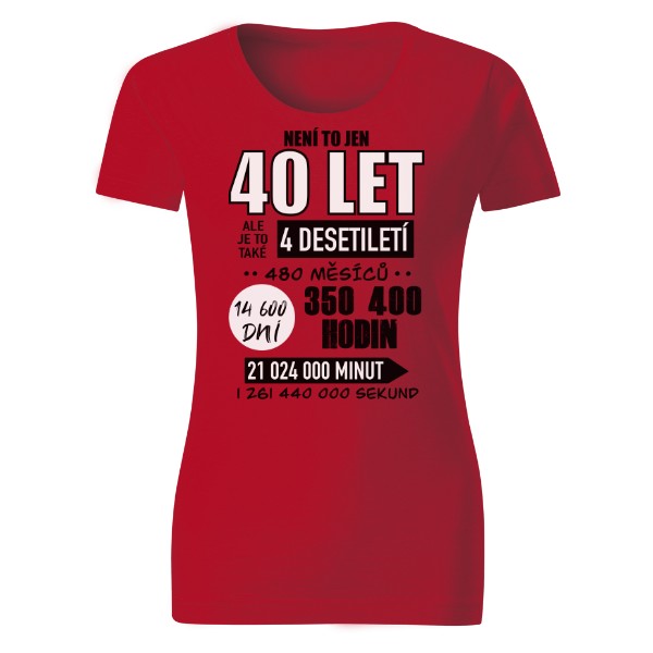 Tričko s potiskem Není to jen 40 let