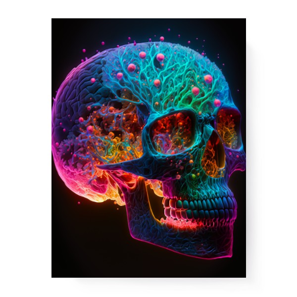 Neon bubble skull
