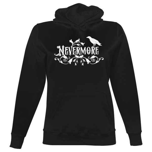 Dámská mikina s kapucí s potiskem Nevermore - white