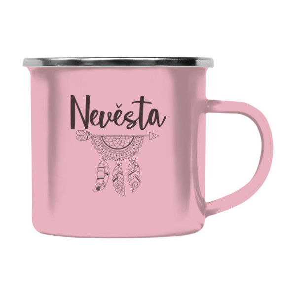 Barevný plecháček - nerezový lem s potiskem Nevěsta