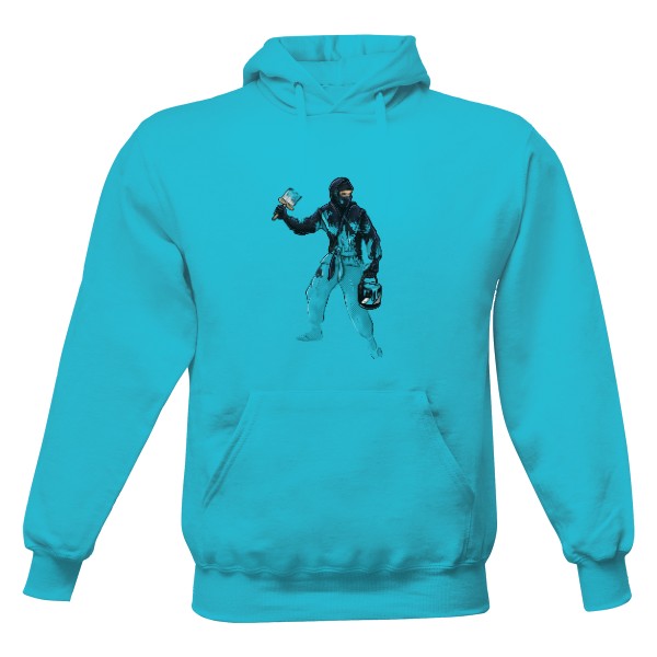 Pánská mikina s kapucí Just Hoods s potiskem Neviditelny Ninja