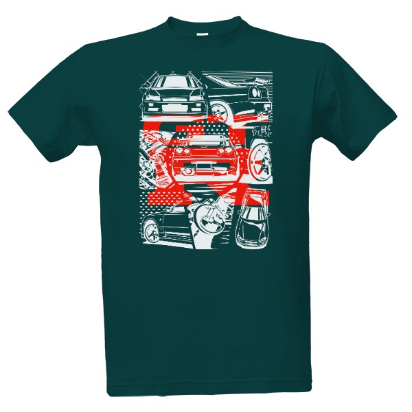 Tričko s potiskem Nissan GT-R na tmavý textil