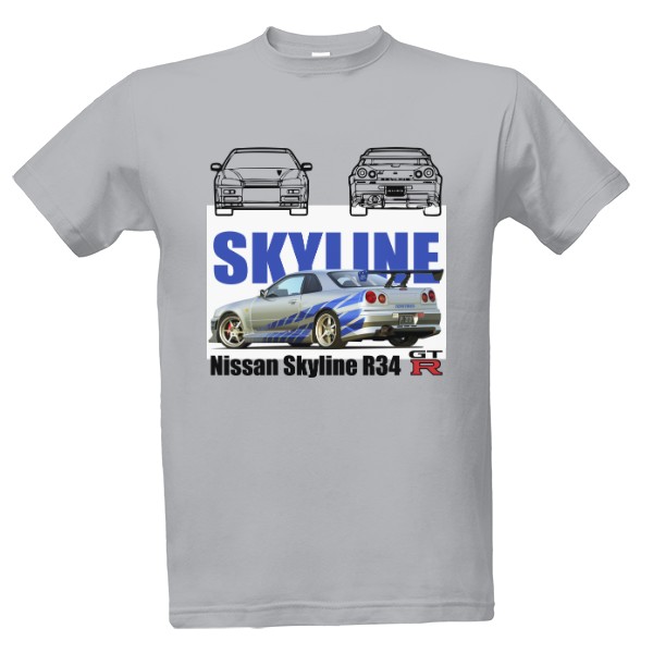 Tričko s potiskem Nissan Skyline R34 - GTR