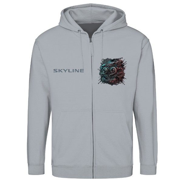 Mikina na zip unisex s potiskem Nissan skyline r34