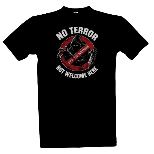 Tričko s potiskem No Terror - Stop the Darkness-bílý text
