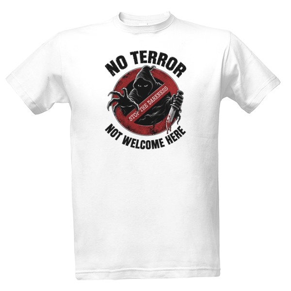 Tričko s potiskem No Terror - Stop the Darkness-černý text