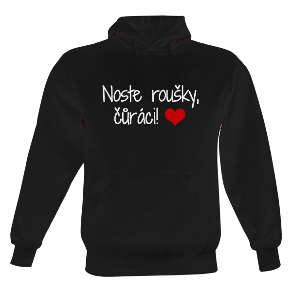 Pánská mikina s kapucí Just Hoods s potiskem Noste ty blbý roušky - mikina
