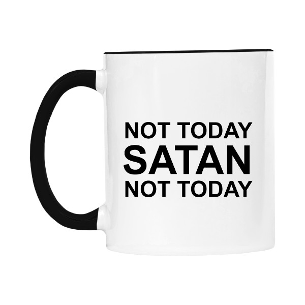 Hrnček malý farebný s potlačou Not today satan