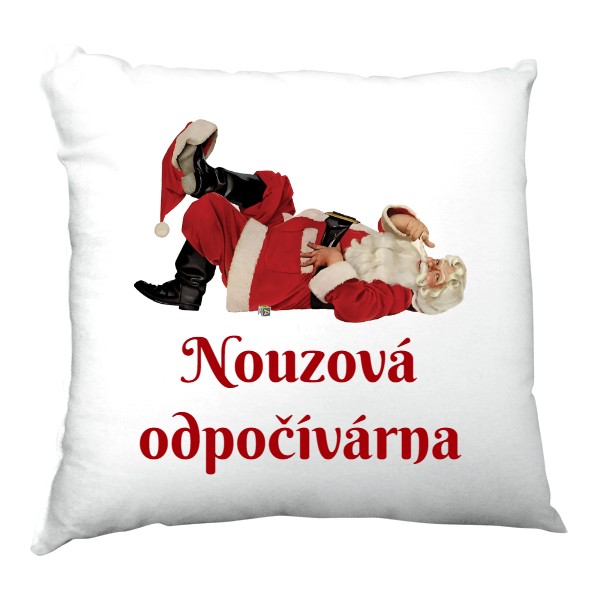 Polštář saténový s potiskem Nouzová odpočívárna