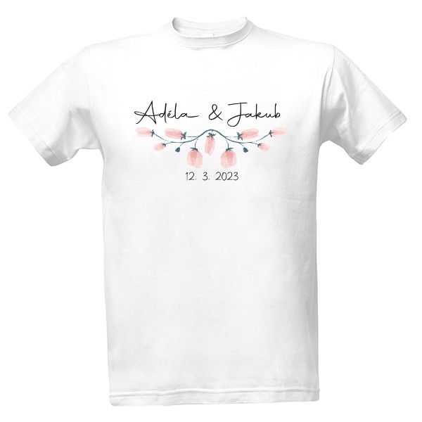 Tričko s potiskem Novomanželé jména flower