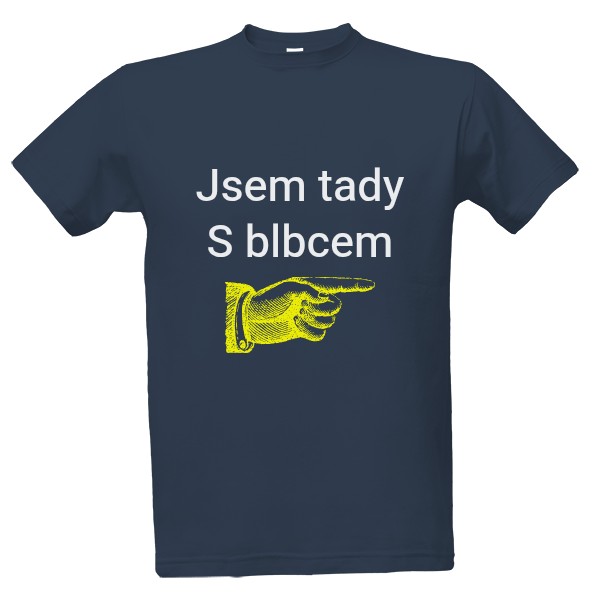 T-shirt Ruka ukazující prsten směrem do leva a nápis sdělující jsem 