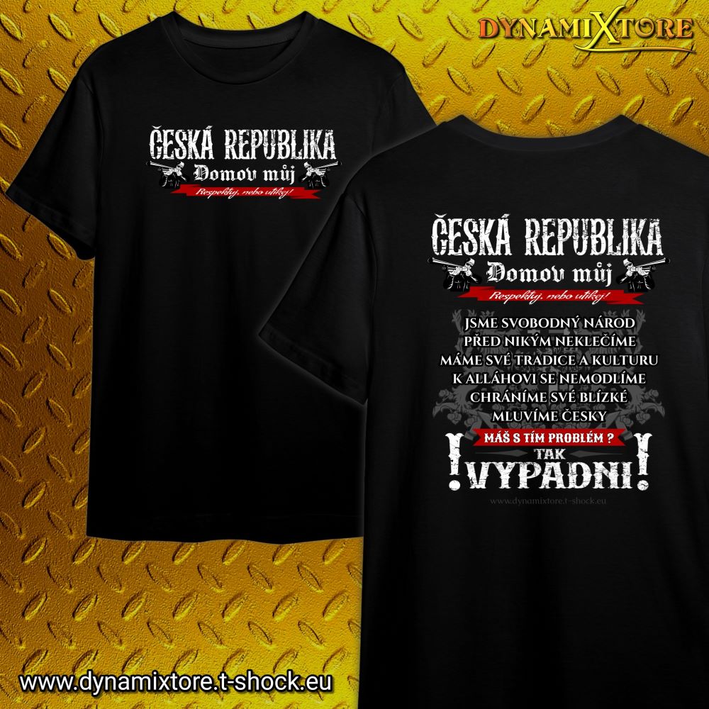 Tričko s potiskem Česká Republika domov můj-potisk záda