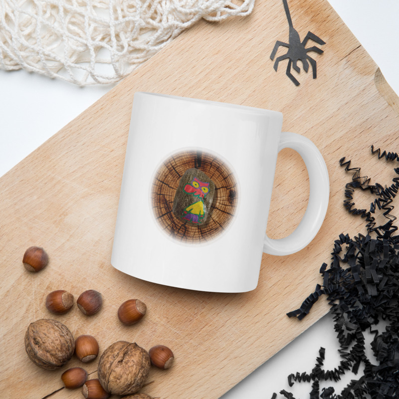 Hrnek malý bílý s potiskem Kamínek šťěstí - Postavička