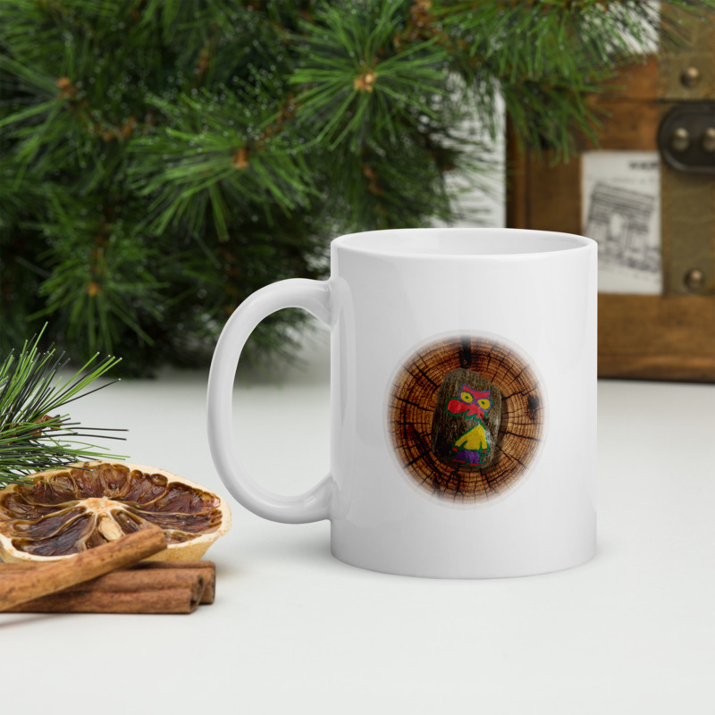 Hrnek malý bílý s potiskem Kamínek šťěstí - Postavička