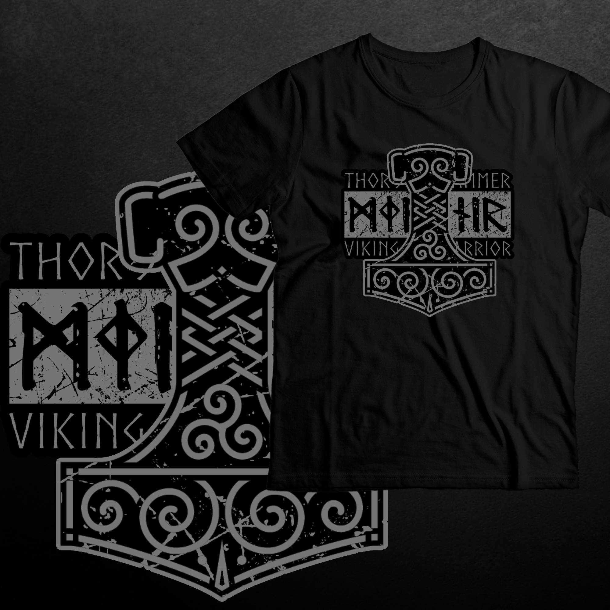 Tričko s potiskem Mjollnir-Thors Hammer Viking Warrior