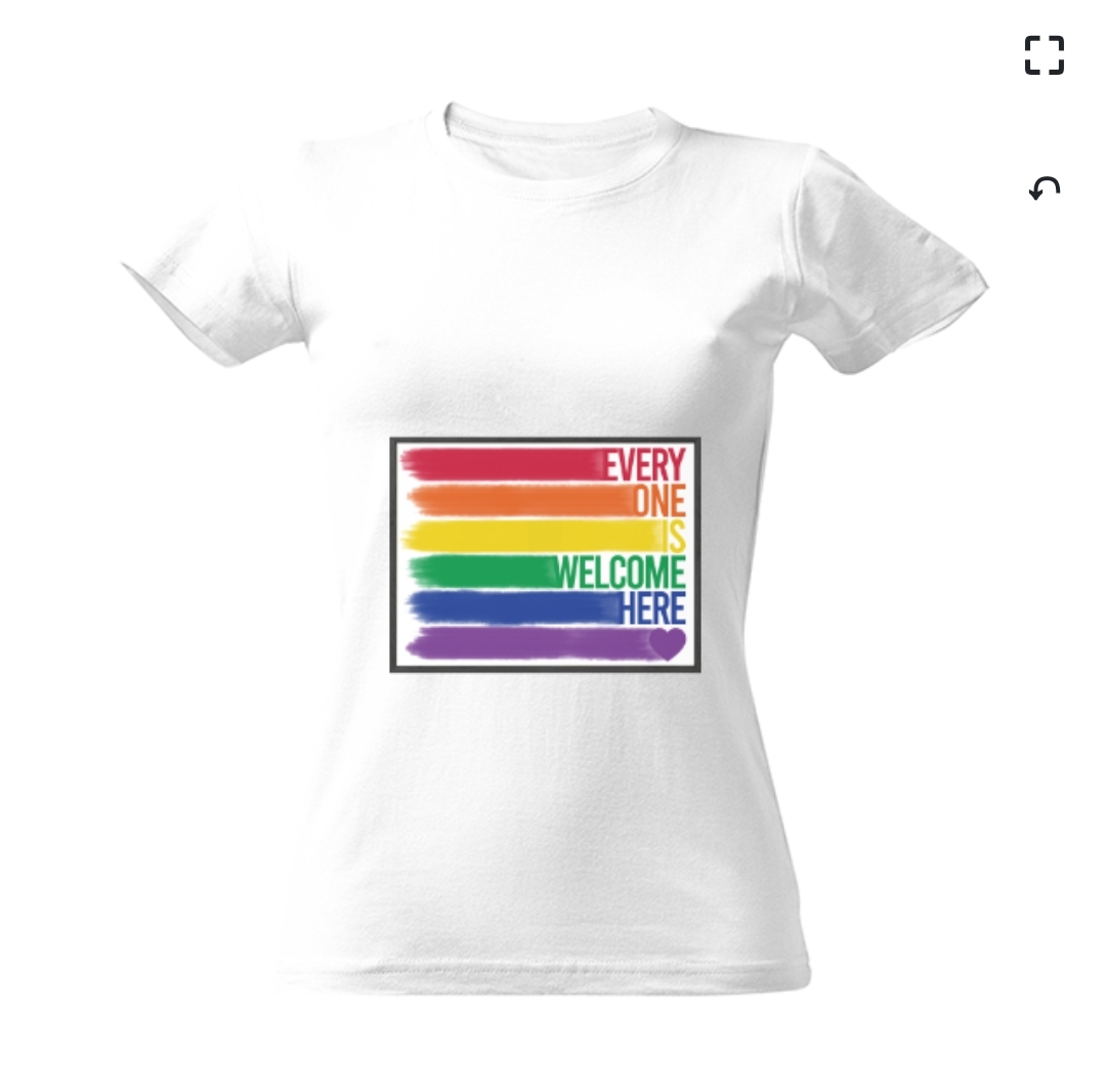 Tričko s potiskem Dámské bílé tričko LGBT welcome